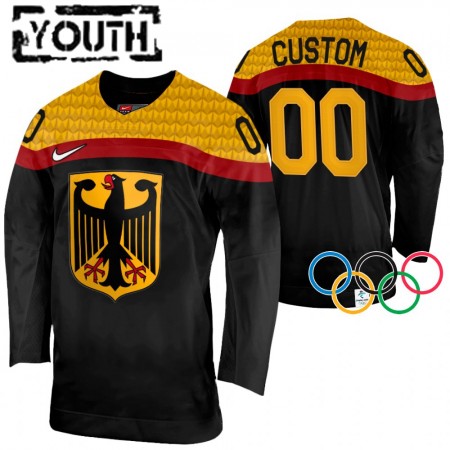 Dětské Hokejový Dres Německo Personalizované 2022 Winter Olympics Černá Authentic